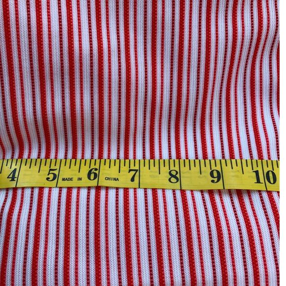 Handmade Other - 1 yd Red White Striped Stretchy Polyester Craft Sewing Fabric Yardage Remnant